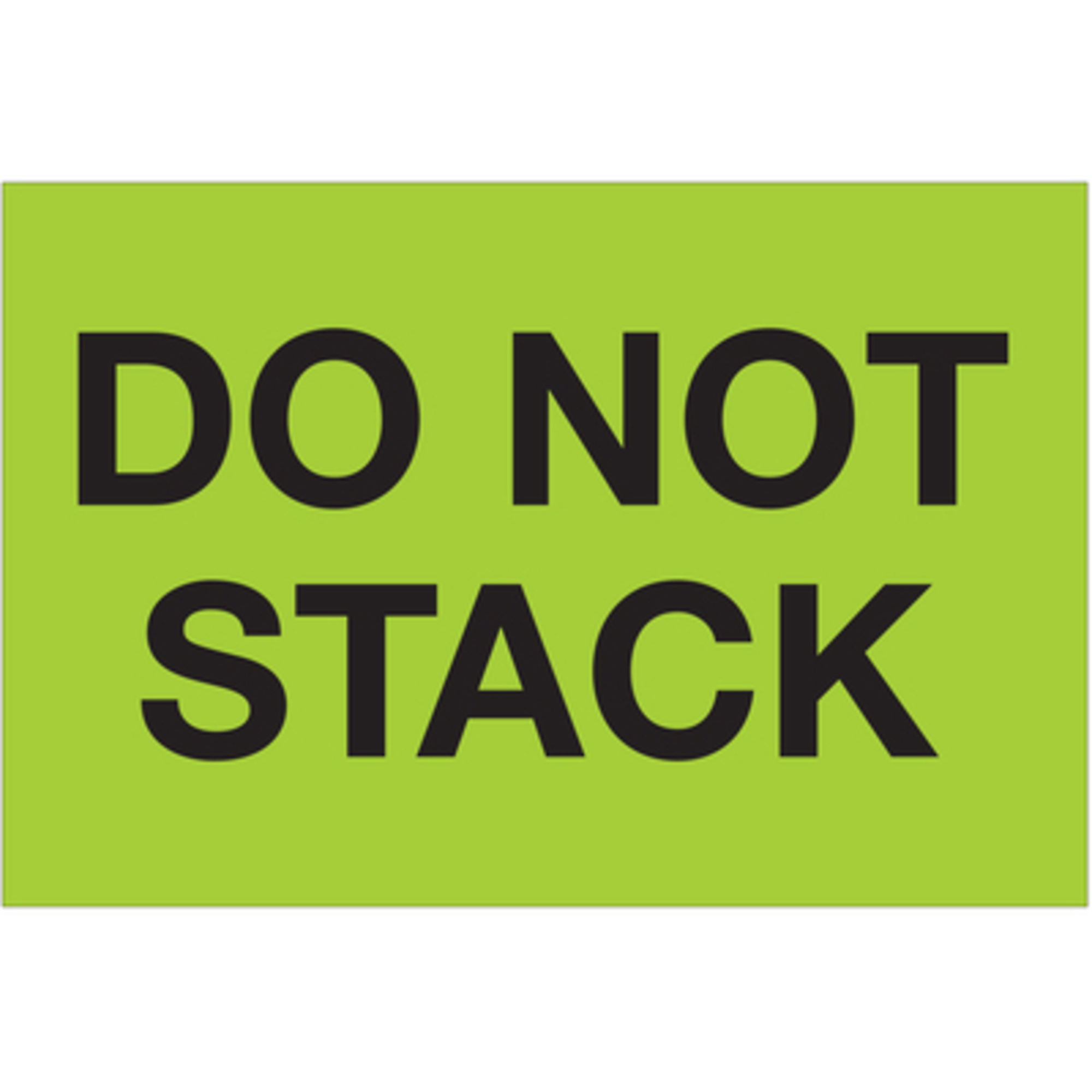 Stock Packaging Do Not Stack Labels — 2in. x 3in., Fluorescent Green, 500 Pcs, Model# DL1619